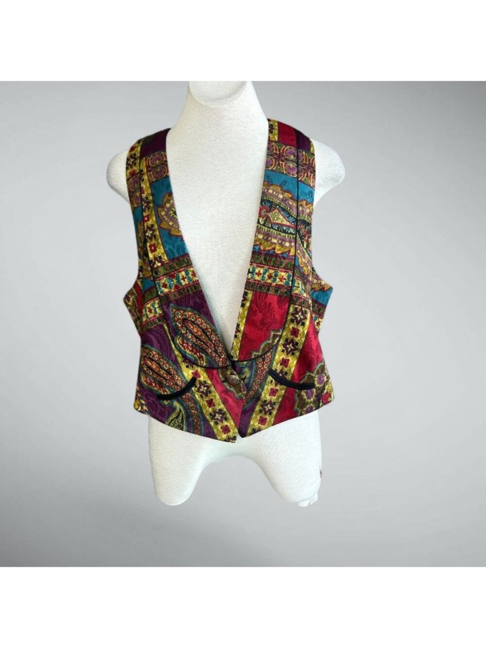 LadyHawke Vintage Women’s Patchwork Waistcoat Vest Size Large